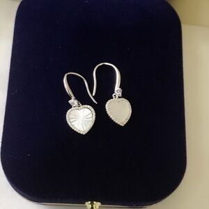 COPY - Sterling silver love mother of Pearl hoop earrings